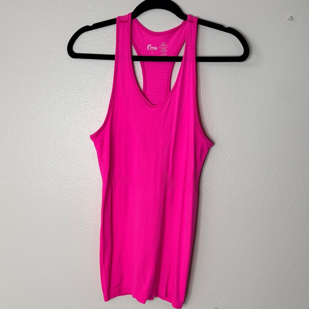 Zyia active Vibrant hot Pink copper charged tank Racerback stretch running Small